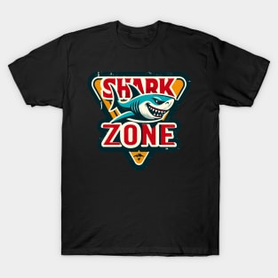 Funny Retro Shark Zone Warning T-Shirt